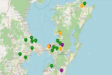 Mapa dos Motoboys em Palhoça